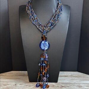 Island vibes 😎Blue and Brown Glass Make A Statement Necklace